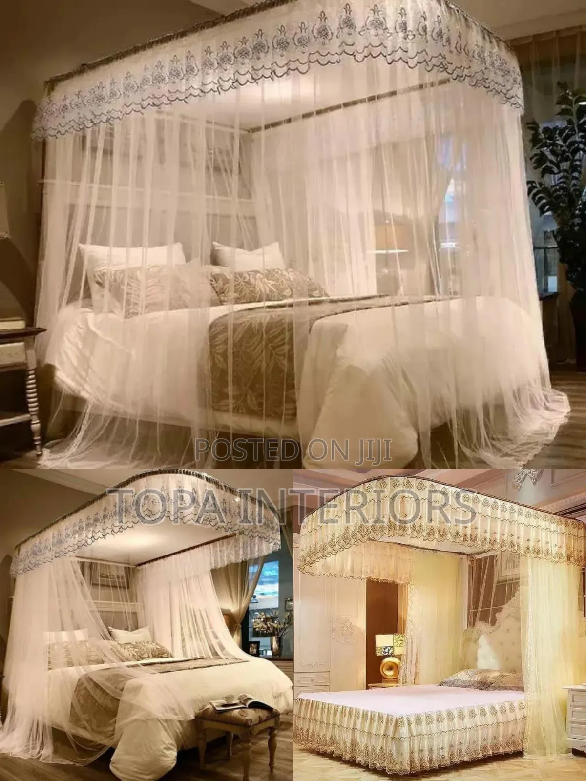 6x6 Premium Bed Mesh 2 Stand Curtain Mosquito Nets With Frames