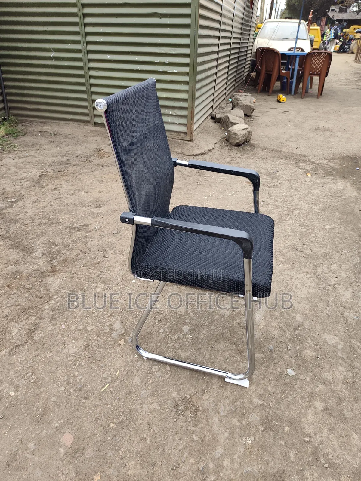 Title
Black Mesh Visitor Office Chair With Chrome Frame Armrests
