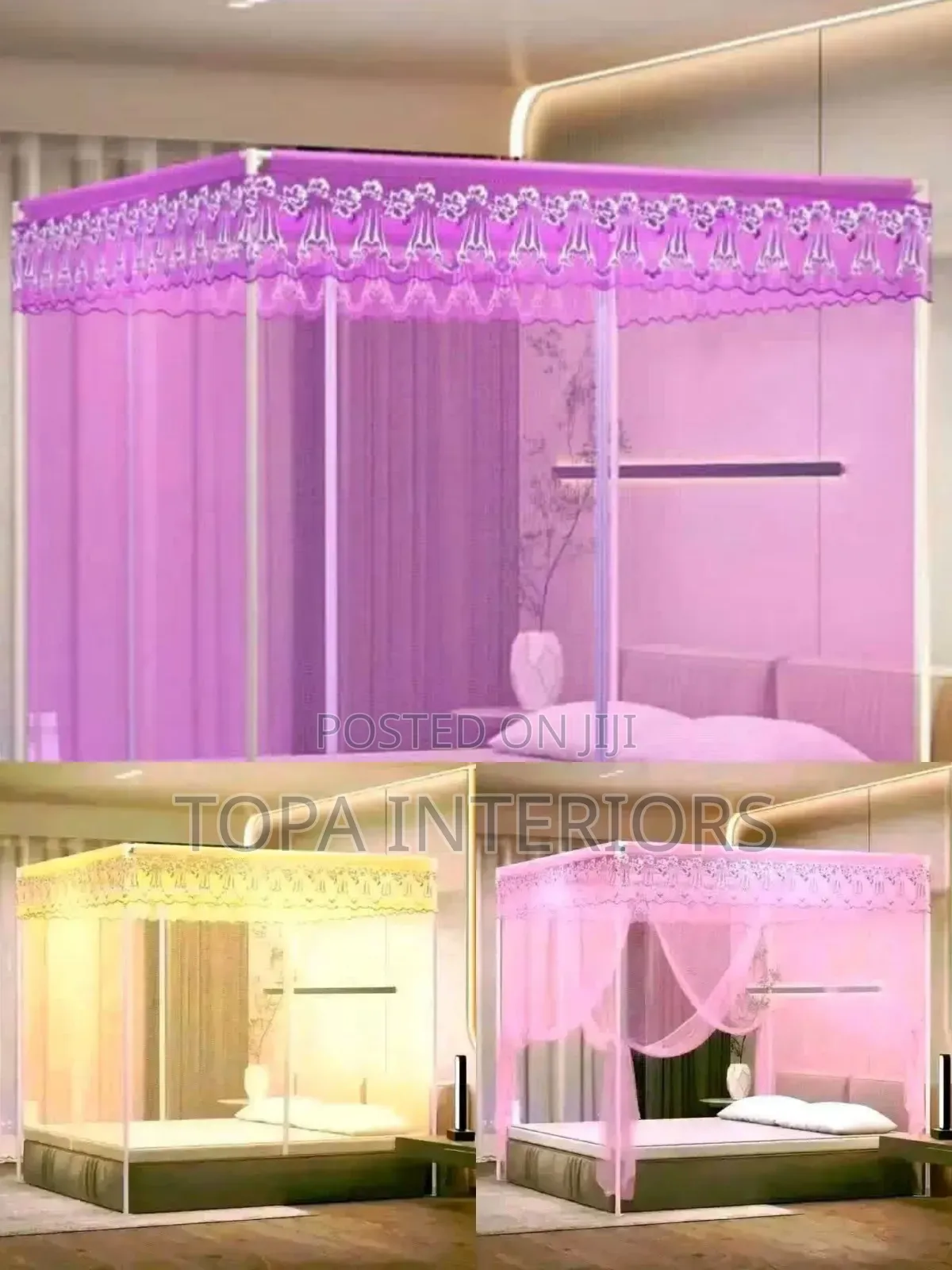 Lightweight Polyester Mesh Canopy Mosquito Bed Nets With Four Stands