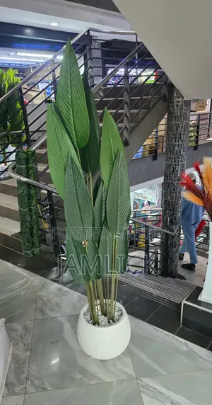 Long Artificial Bird of Paradise Plant With Dotted Vase - GW