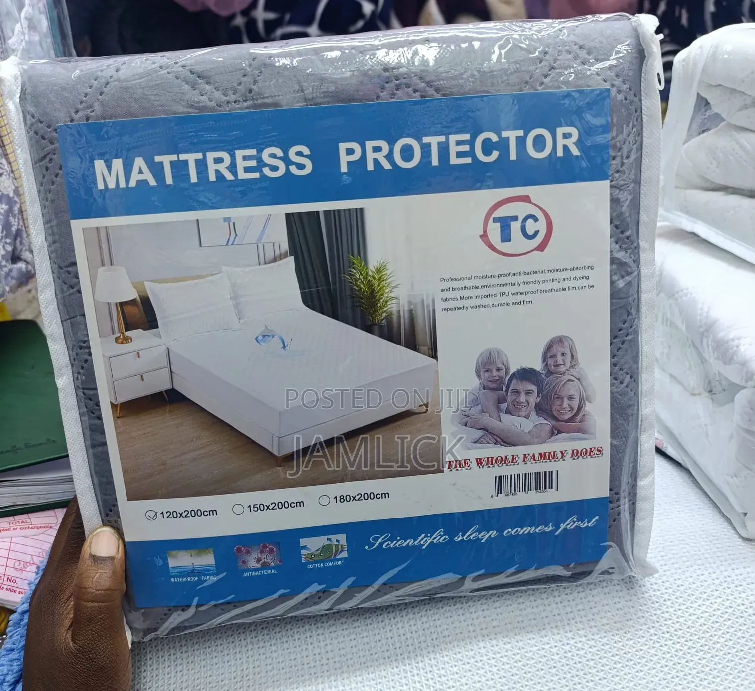 TC Grey White Mattress Protector - RH