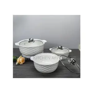 Set of 3 White Soup Pot