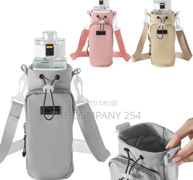 Insulated Water Bottle Draw String Bag Holder - main view