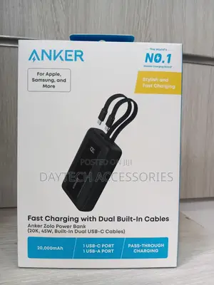 Anker Zolo 20K (20000mAh) 45W Power Bank With Built-in 2 USB-C Cables