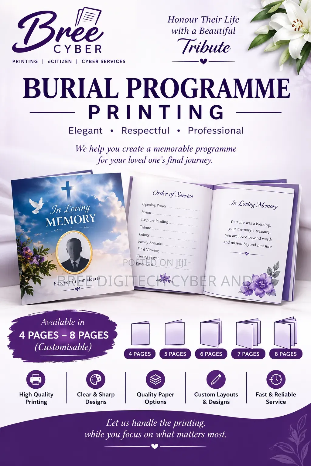 Four Pages Burial Program Eulogy