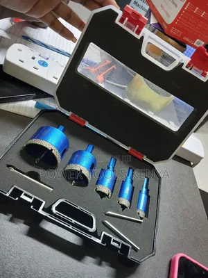 8-Piece Blue Diamond-Coated Hole Saw and Drill Bit Set
