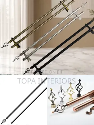 Smooth 2 Metres Double Adjustable Curtain Rods Set