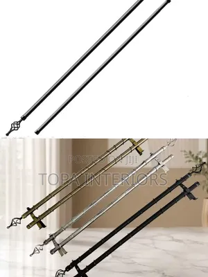 Smooth 2 Metres Double Adjustable Curtain Rods Set