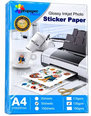 A4 Glossy Inkjet Sticker Papergsm