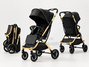 Foldable Baby Stroller – Black Gold Lightweight Travel Pram