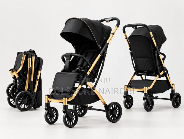 Foldable Baby Stroller – Black Gold Lightweight Travel Pram