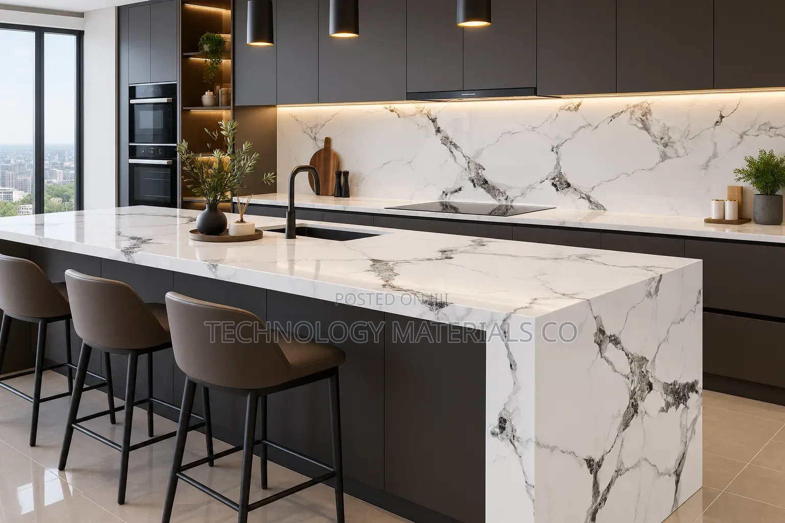 Romantic White Sintered Stone Slab – Luxury Marble Look