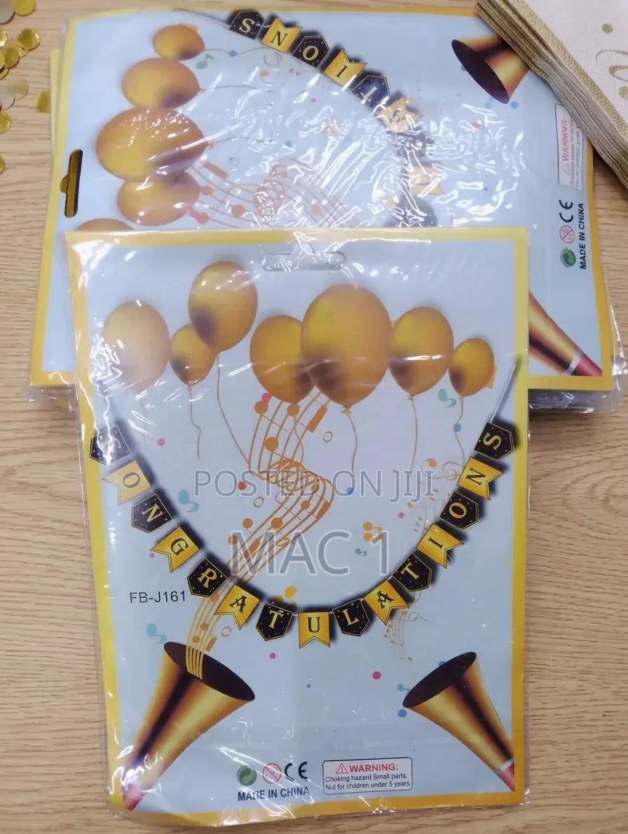 Congratulations Party Banner & Banner Set – Gold Theme