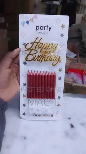 Happy Birthday Cake Topper With Metallic Candles Set