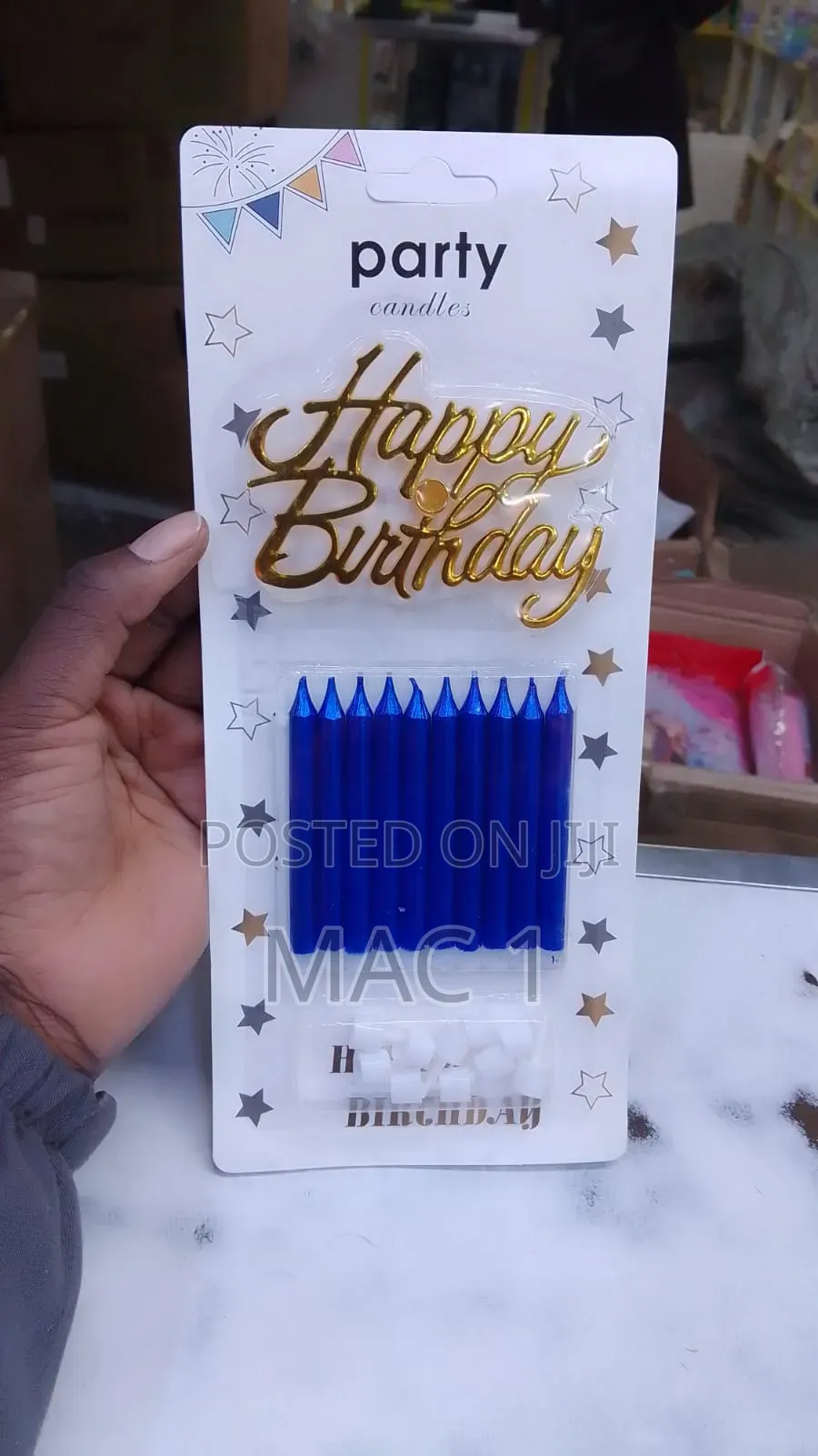 Happy Birthday Cake Topper With Metallic Candles Set