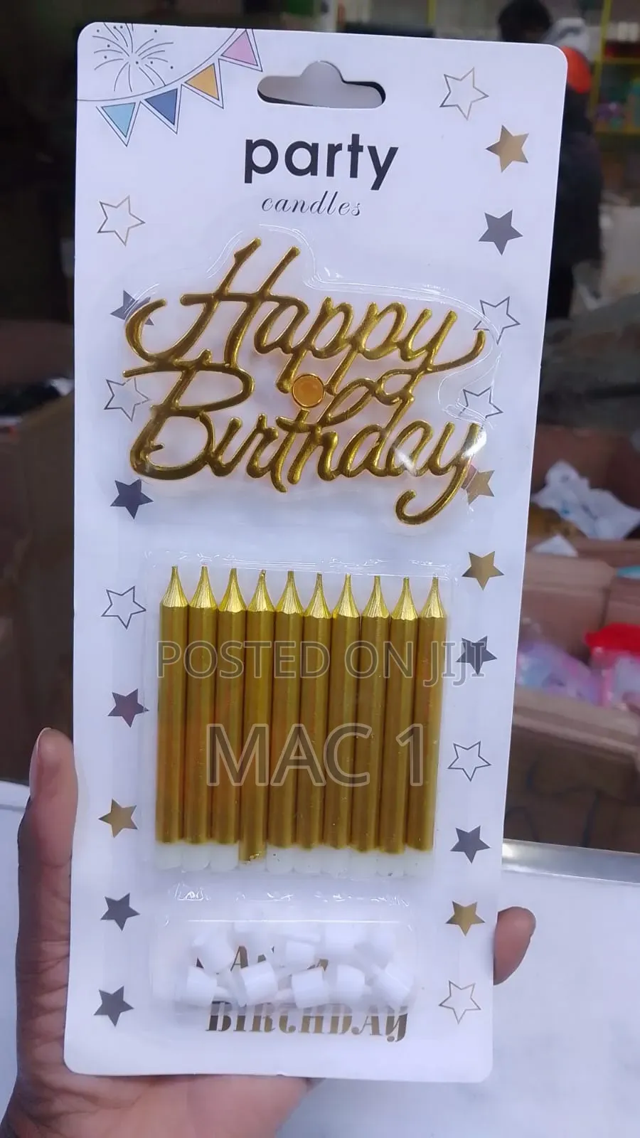Premium Happy Birthday Cake Decor Set – Topper + 10 Candles