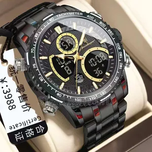 Men's Large-Face Chronograph Digital/Analogue Quartz Dress Watch