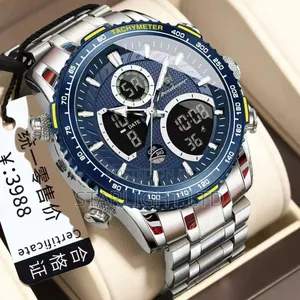 Waterproof Dual Display Stainless Steel Wristwatch