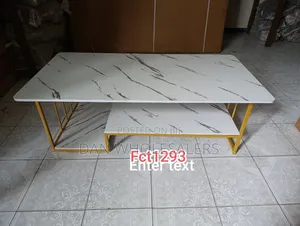 Wooden Marble Top Pattern Coffee Table- White