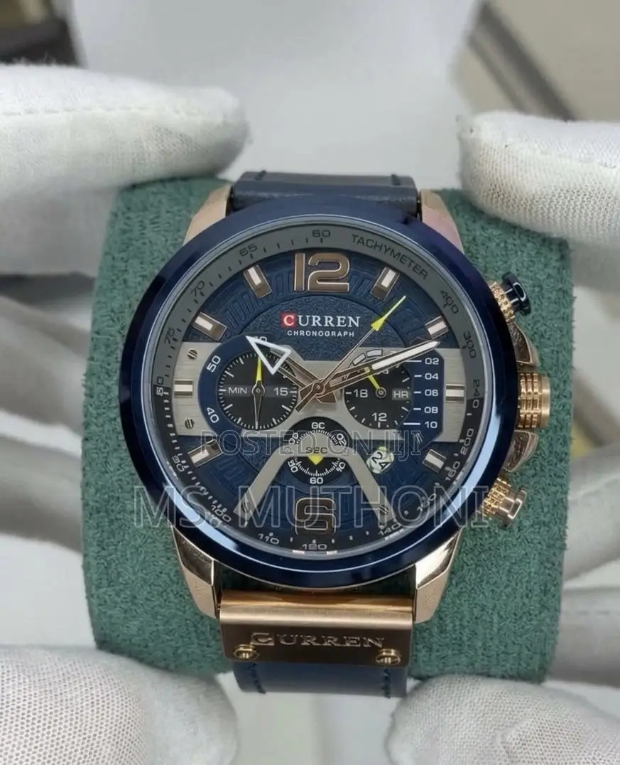 Genuine Blue/ Black Leather Strap Curren Gents