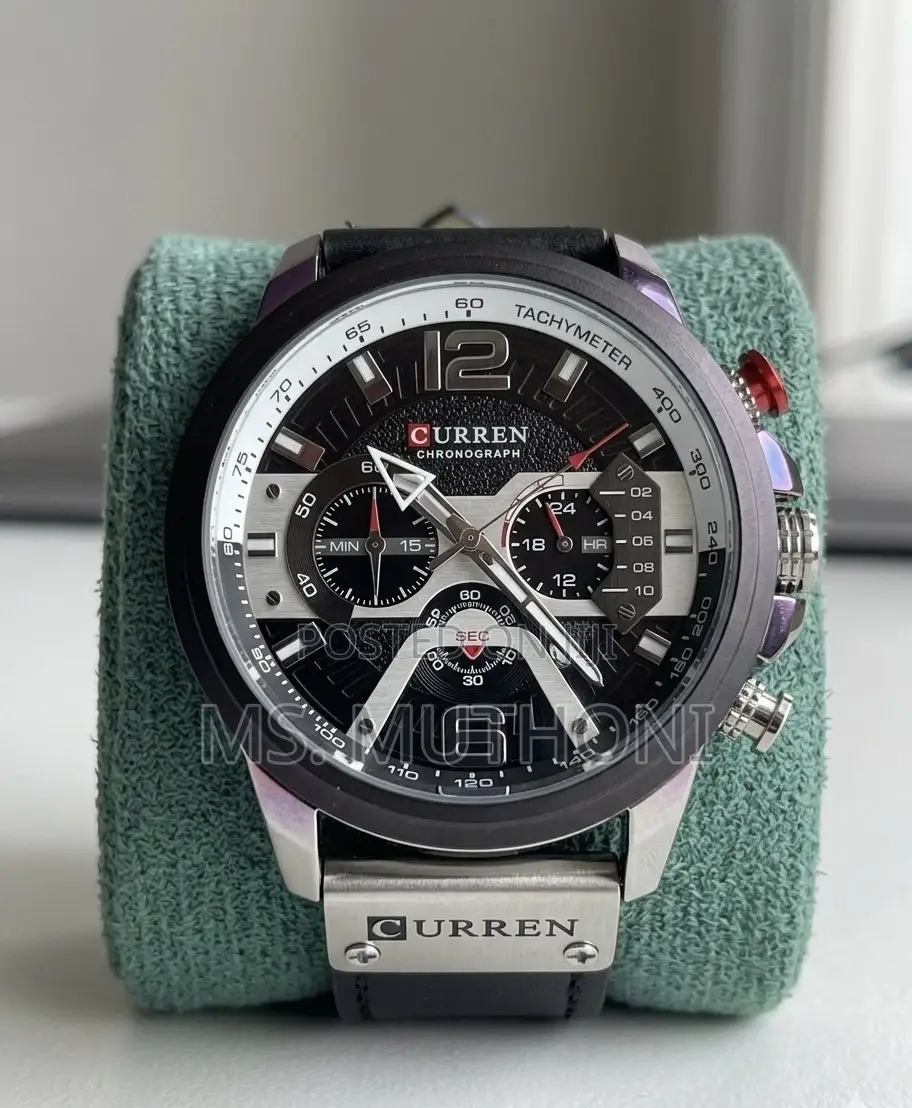 Genuine Blue/ Black Leather Strap Curren Gents