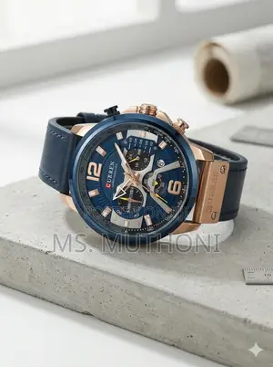 Genuine Blue/ Black Leather Strap Curren Gents