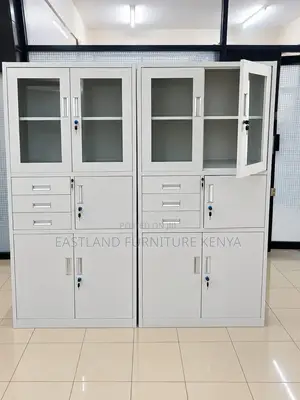 Glass Door Metal Cabinet With Drawers