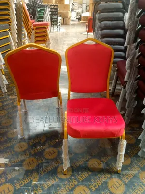 Red Banquet Chair - Gold Frame