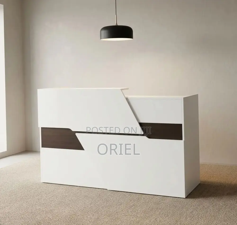 Office Reception Desk White Brown Reception Table