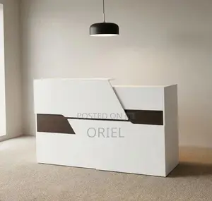 Office Reception Desk White Brown Reception Table