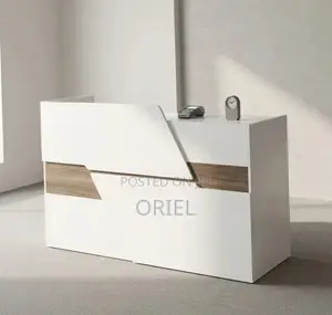 Office Reception Desk White Brown Reception Table