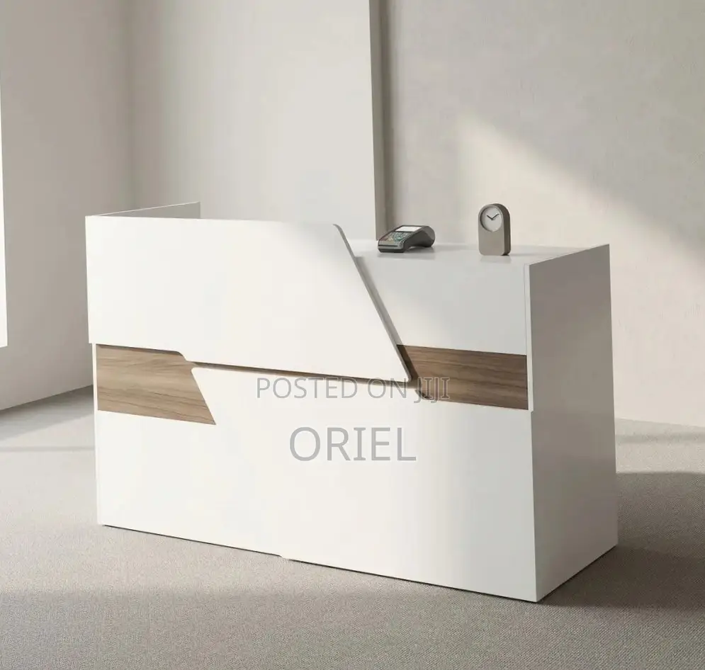 Office Reception Desk White Brown Reception Table