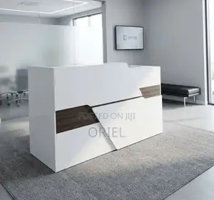 Office Reception Desk White Brown Reception Table