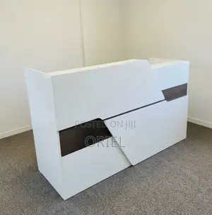 Office Reception Desk White Brown Reception Table