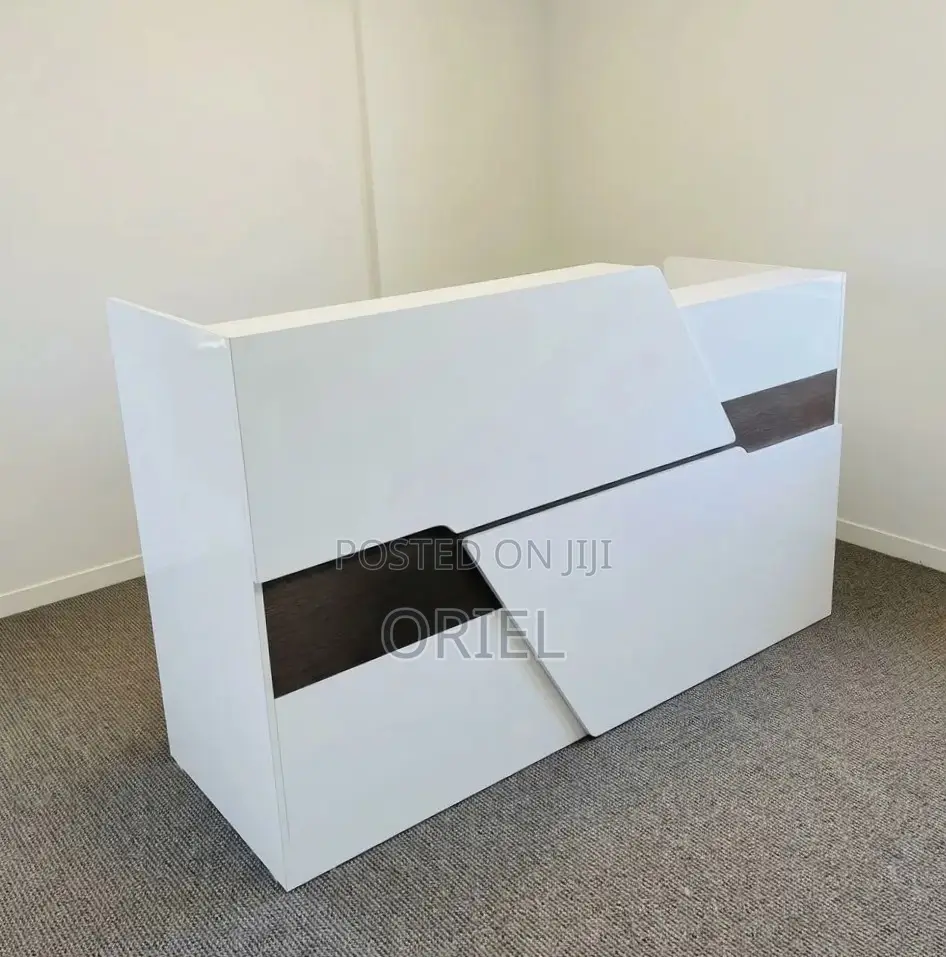 Office Reception Desk White Brown Reception Table