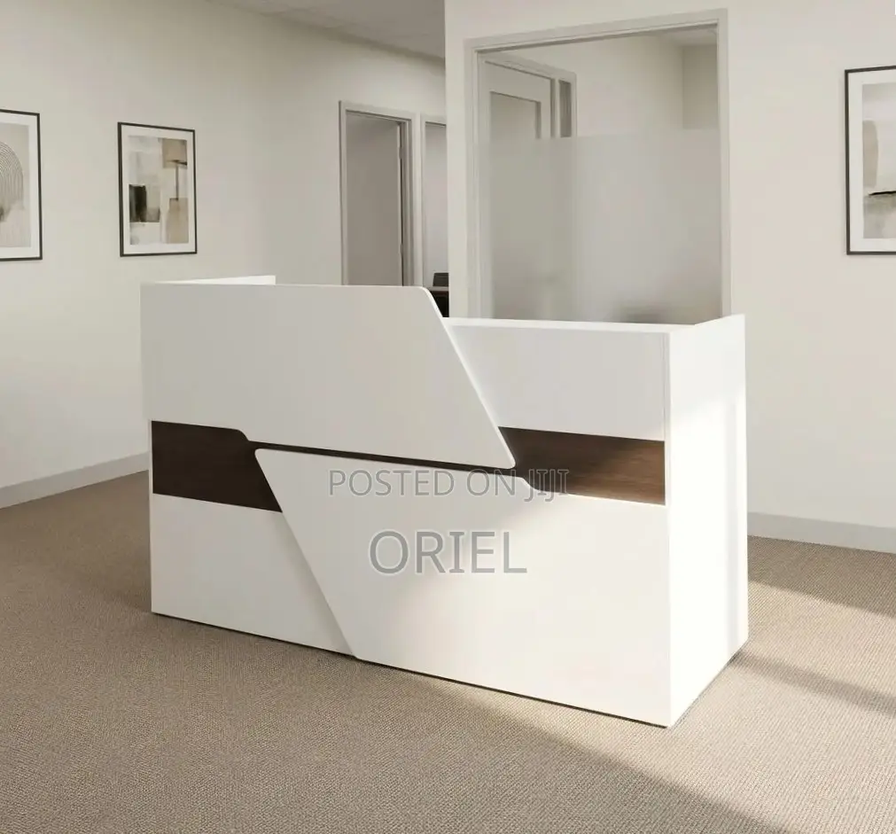 Office Reception Desk White Brown Reception Table