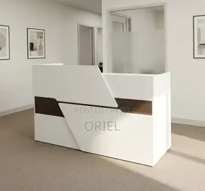Office Reception Desk White Brown Reception Table