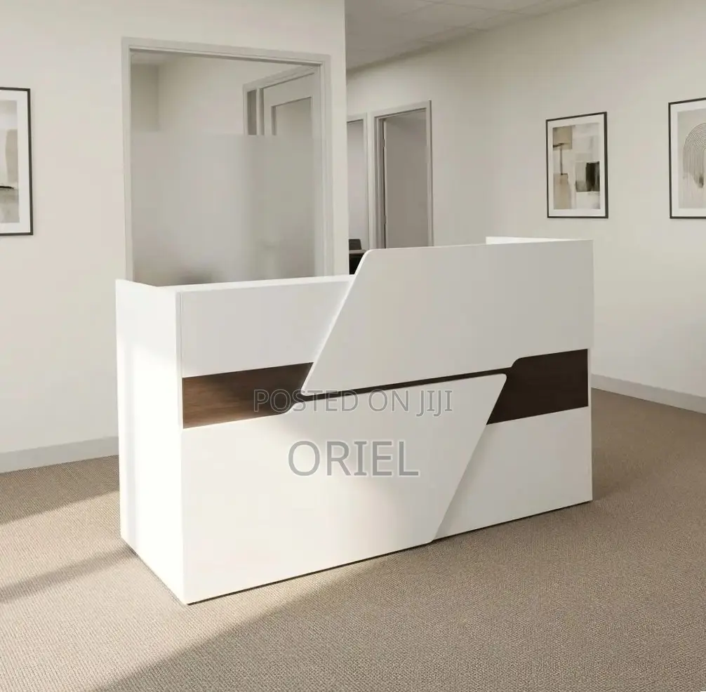 Office Reception Desk White Brown Reception Table