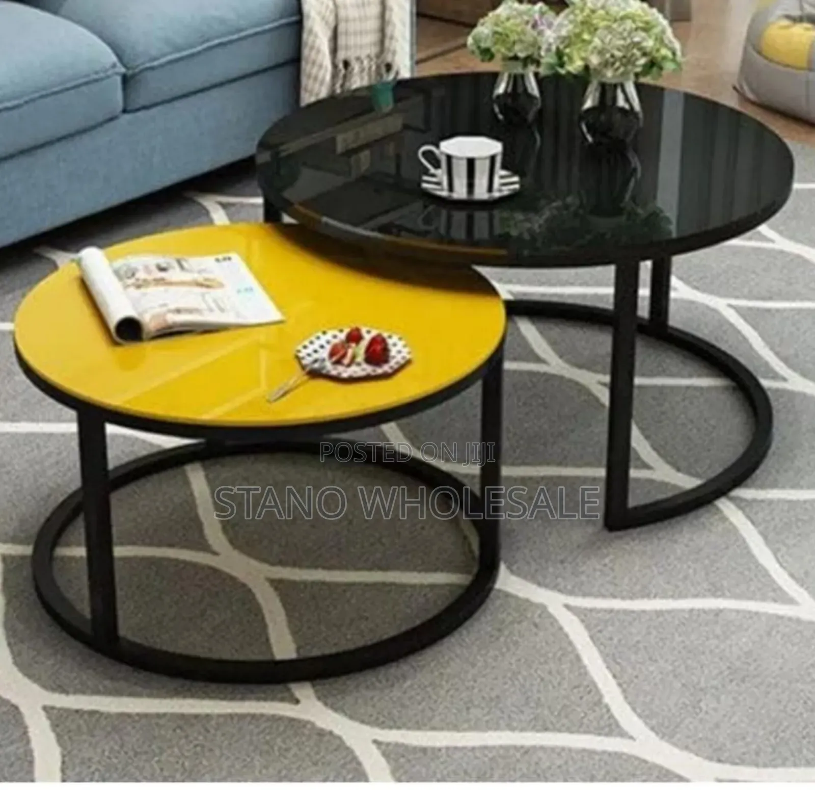 Executive Black and Yellow Nesting Table