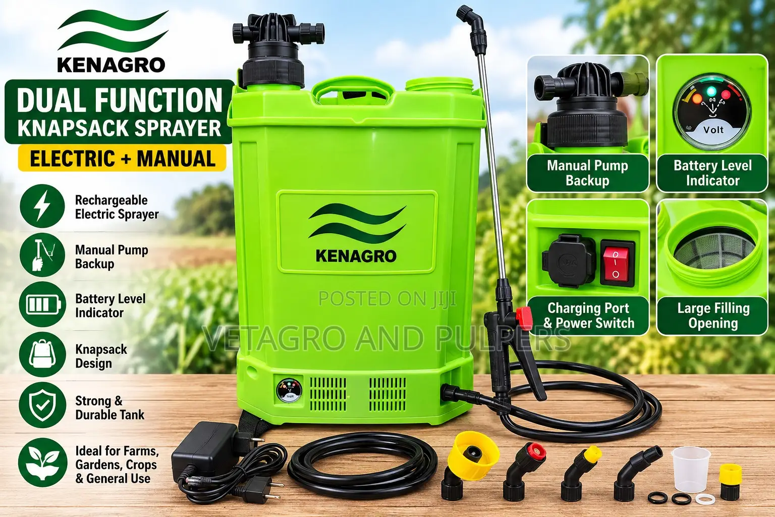 Kenagro Dual Function Electric Manual Knapsack Sprayer