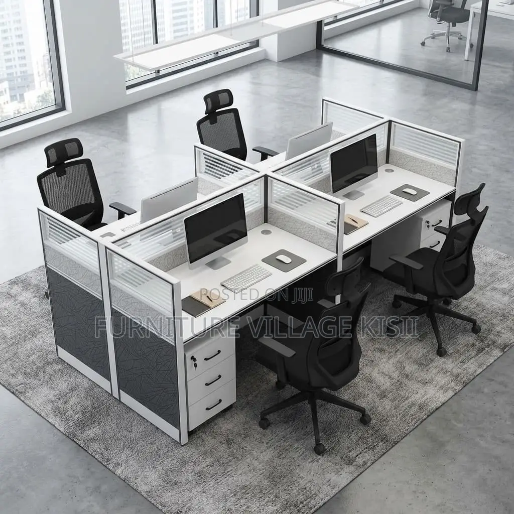 Workstation; 4-Way Pertitioned Office Workstation