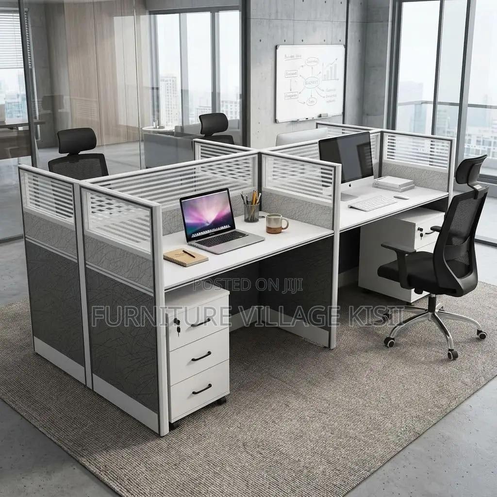 Workstation; 4-Way Pertitioned Office Workstation