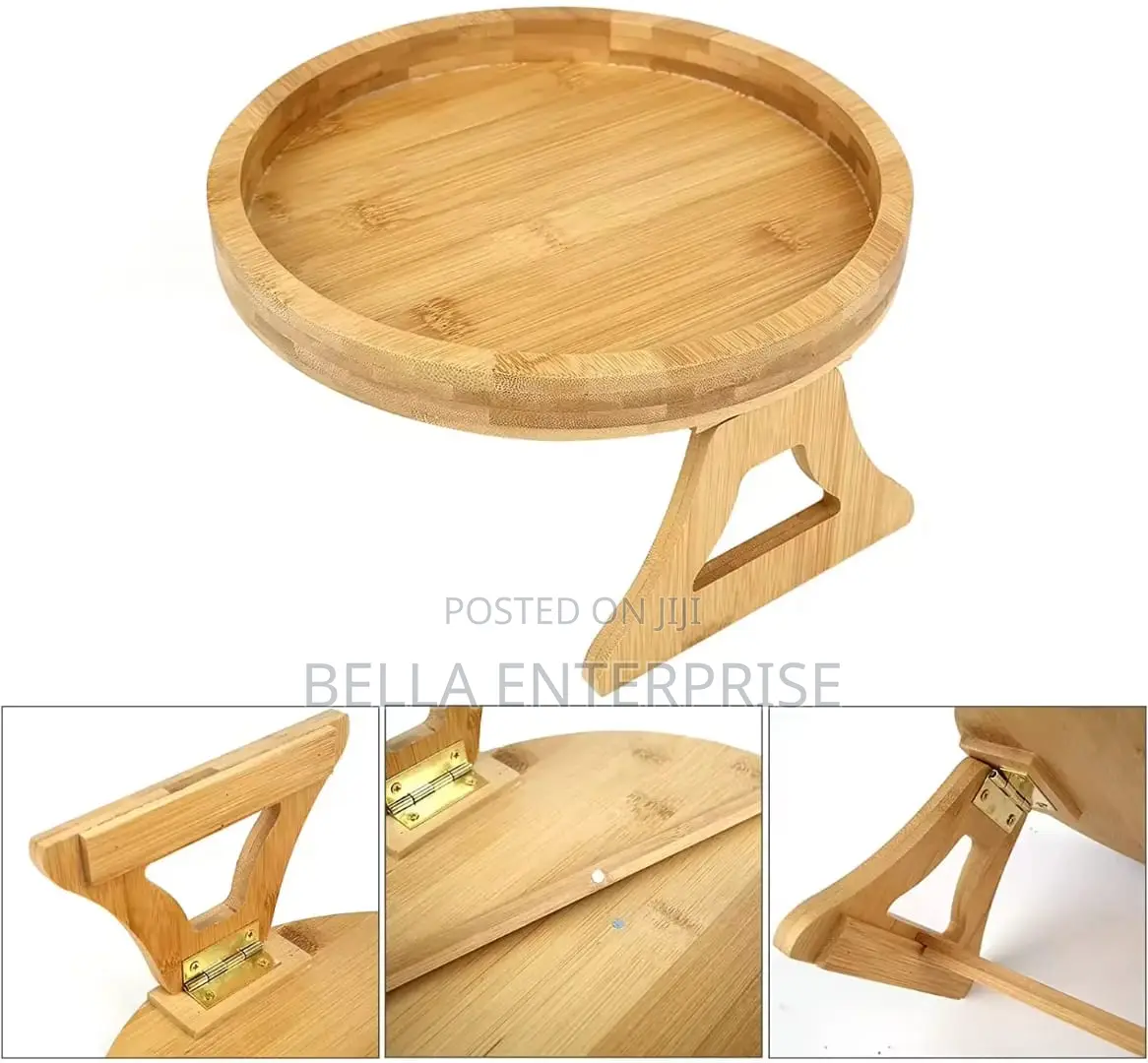 New Stock!! Foldable Bamboo Wood Arm Rest Tray Diameter: 29cm