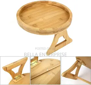 New Stock!! Foldable Bamboo Wood Arm Rest Tray Diameter: 29cm