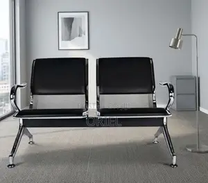 2-Seater Office Waiting Bench : 2-Linked Padded Leather Bench