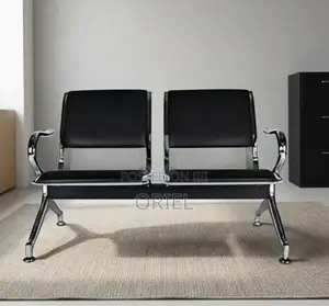 2-Seater Office Waiting Bench : 2-Linked Padded Leather Bench