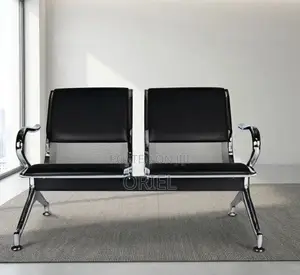 2-Seater Office Waiting Bench : 2-Linked Padded Leather Bench