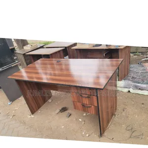 1Meter Office Desk- Walnut Brown With a Dark Wood Grain Finish