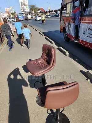 Modern Brown Bar Stool Chair With Padded Seat, Backrest Footrest.