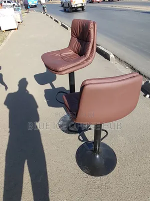 Modern Brown Bar Stool Chair With Padded Seat, Backrest Footrest.